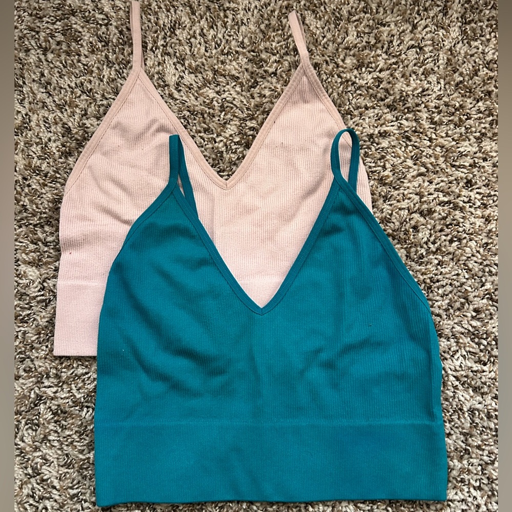 Bozzolo Teal and Pink Cropped Tank Tops